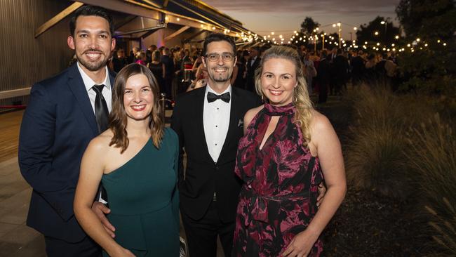 At LifeFlight Toowoomba Gala are (from left) Will and Celeste Soutar with Alberto and Melanie Calzavara at The Goods Shed, Saturday, May 6, 2023. Picture: Kevin Farmer