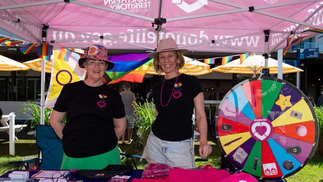 Alison Watters and Lani Hewett as Territorians celebrating all things in 2024 at the Darwin Waterfront. Picture: Pema Tamang Pakhrin