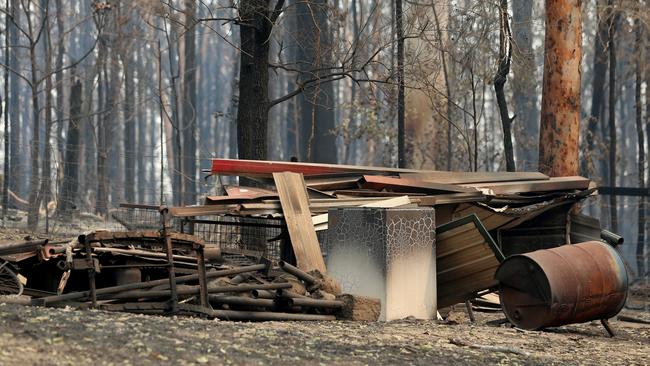 All that remains of Warren Smith’s Ellems Quarry Rd, Nana Glen home. Picture Nathan Edwards