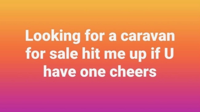 A Facebook post made by Tammie Farrugia on December 6, 2024 asking for a caravan