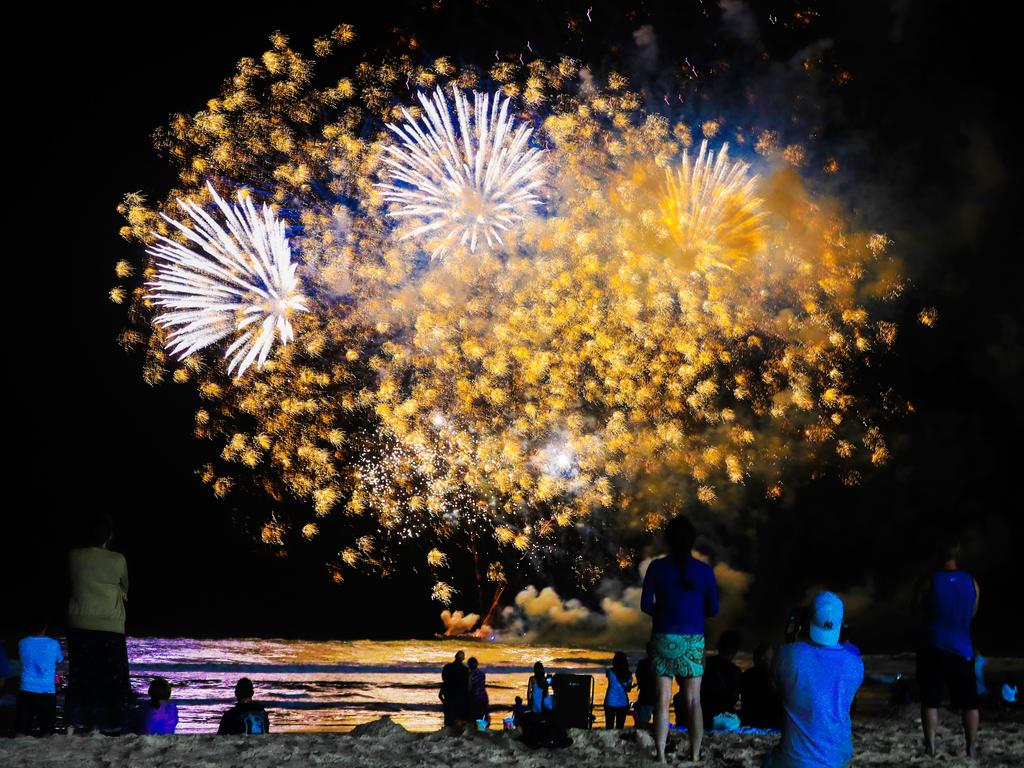 New Year’s Eve fireworks at Surfers Paradise on the Gold Coast. Picture: NIGEL HALLETT