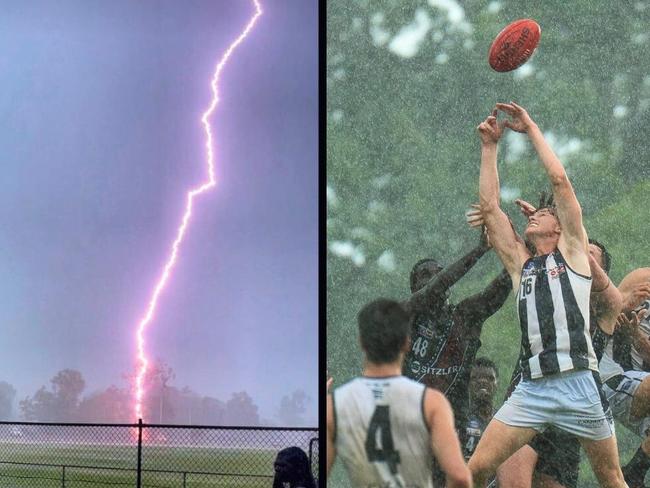 Lightning hit within metres of spectators during Round 9 at Tiwi.