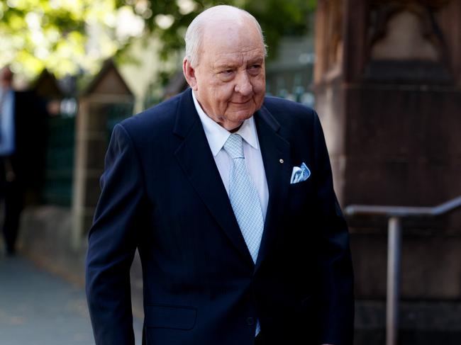 SYDNEY, AUSTRALIA - NewsWire Photos NOVEMBER 14, 2023: Alan Jones arrives at the funeral service for Helena Carr, wife of former NSW Premier Bob Carr, at St MaryÃs Cathedral on Tuesday. Picture: NCA NewsWire / Nikki Short