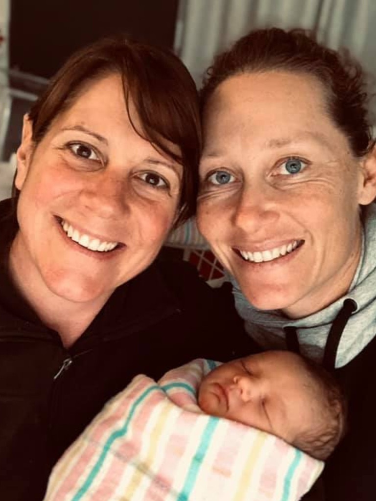 Stosur and Liz celebrating the arrival of baby Genevieve.