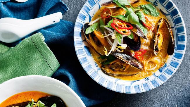 Mussels are the star of this laksa dish.