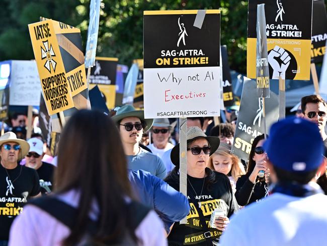 SAG-AFTRA members and supporters picket outside Disney Studios on day 111 of their strike. Picture: Frederic J. BROWN / AFP