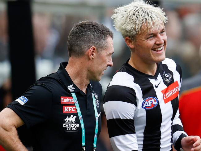 Craig McRae and Jack Ginnivan in happier times. Picture: Getty