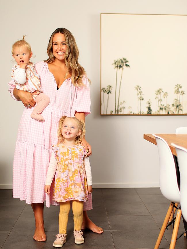 Amie Rohan with daughters Bella, 3, and Sadie, l. Picture: Mark Stewart