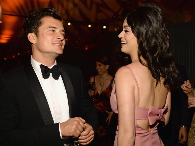 BEVERLY HILLS, CA - JANUARY 10: Orlando Bloom and Katy Perry attend The Weinstein Company and Netflix Golden Globe Party, presented with DeLeon Tequila, Laura Mercier, Lindt Chocolate, Marie Claire and Hearts On Fire at The Beverly Hilton Hotel on January 10, 2016 in Beverly Hills, California. (Photo by Kevin Mazur/Getty Images for The Weinstein Company)