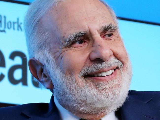 (FILES) This file photo taken on November 3, 2015 shows Chairman of Icahn Enterprises Carl Icahn participating in a panel discussion at the New York Times 2015 DealBook Conference at the Whitney Museum of American Art in New York City. President-elect Donald Trump said December 21, 2016 he is naming billionaire Carl Icahn, a vocal critic of government overregulation, to serve as a special advisor to overhaul "strangling regulations." The 80-year-old Icahn, who is known as aggressive, activist investor in the companies he is involved with, will not be a government employee, will not receive a salary and will not be bound by ethics rules requiring him to divest his investments. / AFP PHOTO / GETTY IMAGES NORTH AMERICA / Neilson Barnard