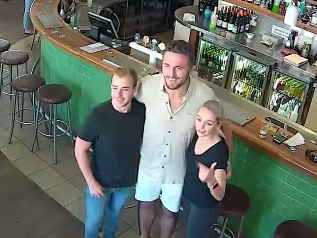 Sam Burgess posed for pictures at a nearby pub just hours before the argument with his father-in-law. Picture: Supplied/NCA NewsWire