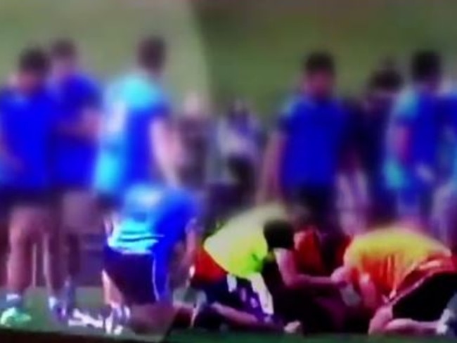 A screenshot of footage taken of part of the brawl. Picture: Fox Sports