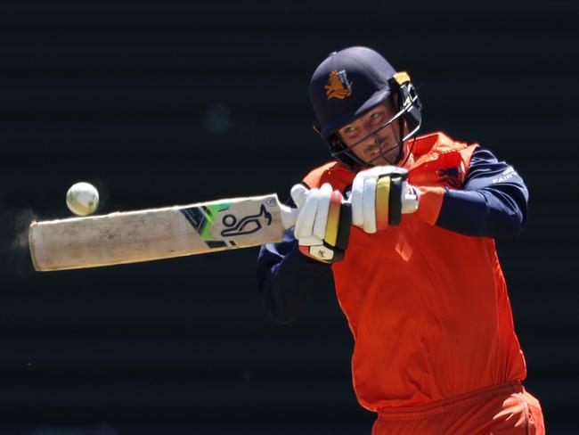 AMSTELVEEN, NETHERLANDS - JUNE 22: Scott Edwards of Nertherlands bats during the 3rd One Day International between Netherlands and England at VRA Cricket Ground on June 22, 2022 in Amstelveen, Netherlands. (Photo by Richard Heathcote/Getty Images)