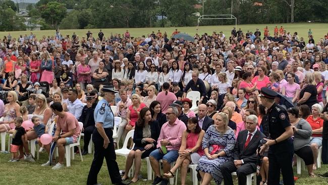 The vigil for Hannah Clarke and her three children at Whites Hill State College. Picture: Tobias Jurss-Lewis