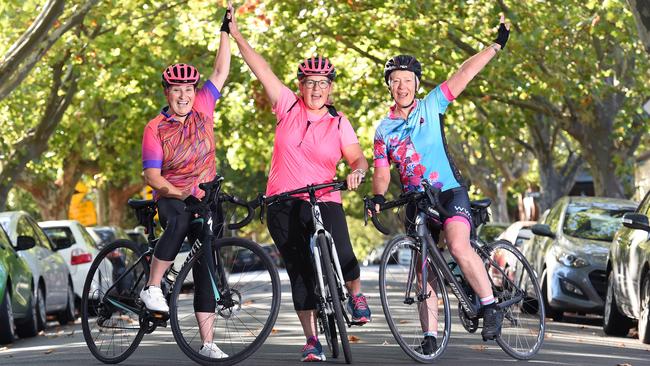 Lyz Turner-Clark, Tina McCarthy and Sylvia Murphy from Wheel Women, which recently won a Victorian Sport Award. Picture: Josie Hayden