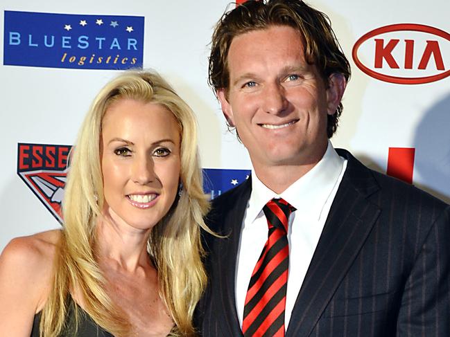 Essendon best-and-fairest at Crown Palladium. Essendon coach James and Tania Hird.