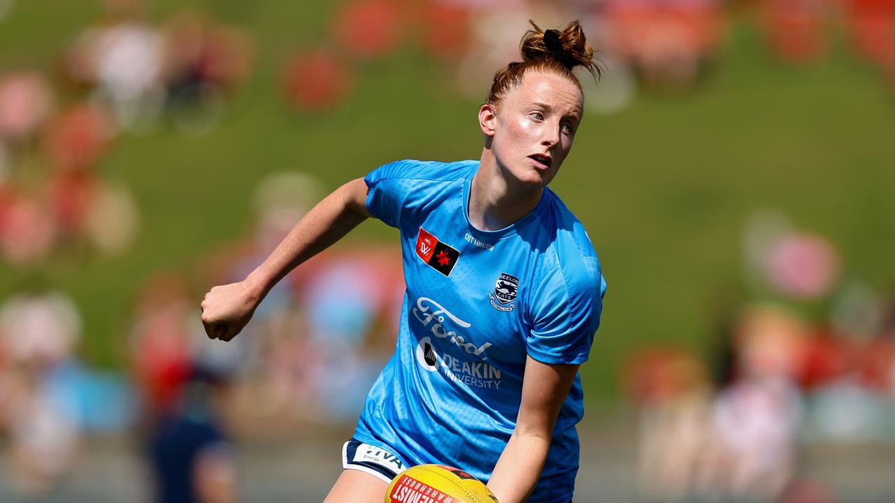 Geelong forward Aishling Moloney has made significant strides in her second year in the sport. Picture: Brendon Thorne/AFL Photos/via Getty Images