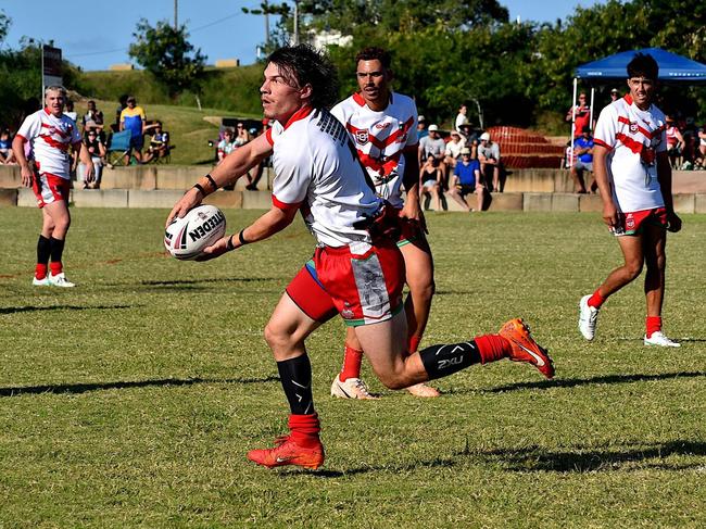 Emu Park fullback Connor Rothery scored six tries in his team's win over Tannum Sands in Round 6 of Rockhampton Rugby League's A-grade men's competition. Photo: George Vartabedian