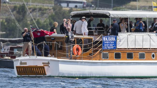 Family members laying roses during Tasman Bridge disaster 50th anniversary service. Picture: Caroline Tan