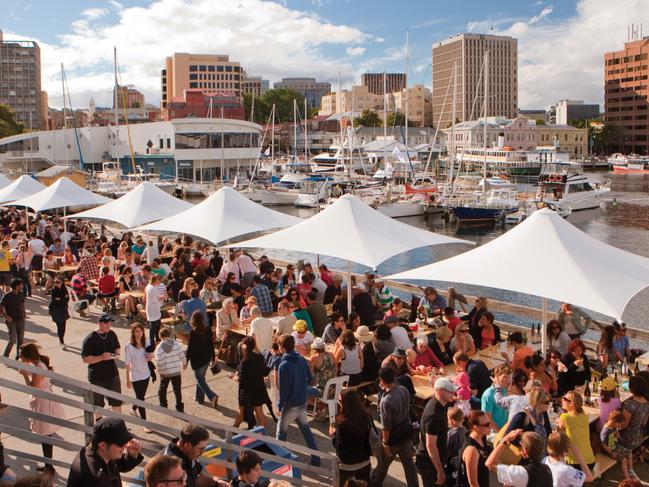 The Taste Festival, with all its sights, sounds and flavours, is a much anticipated highlight on the Tasmanian events calendar. Hobart waterfront. Picture: Discover Tasmania