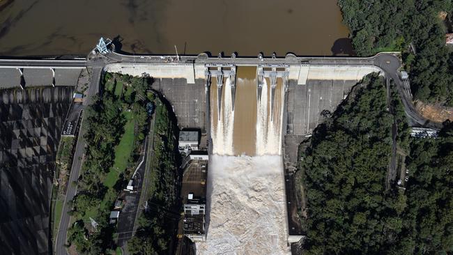 Water is released from Sydney’s Warragamba Dam. Picture: Picture: NCA NewsWire / Gaye Gerard