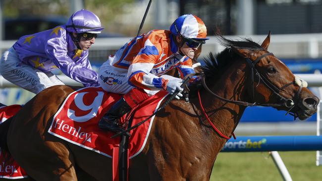 Jockey Craig Williams hits the line aboard Bellatrix Star. Picture: Michael Klein