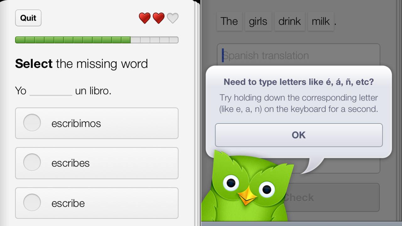 Duolingo makes picking up phrases a breeze. Image: Duolingo.