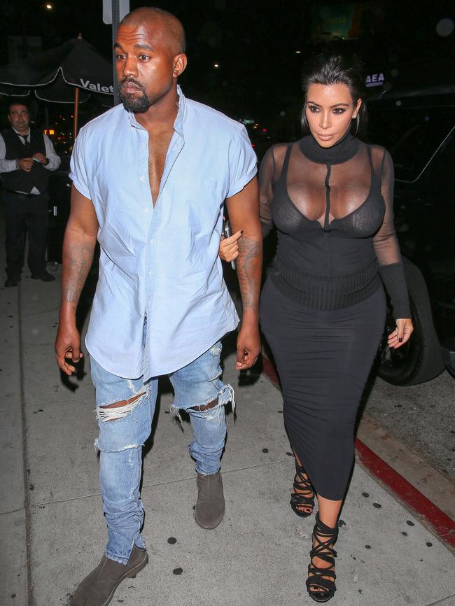 Pregnant Kim Kardashian and Kanye West arrive at The Nice Guy in West Hollywood. Picture: Splash