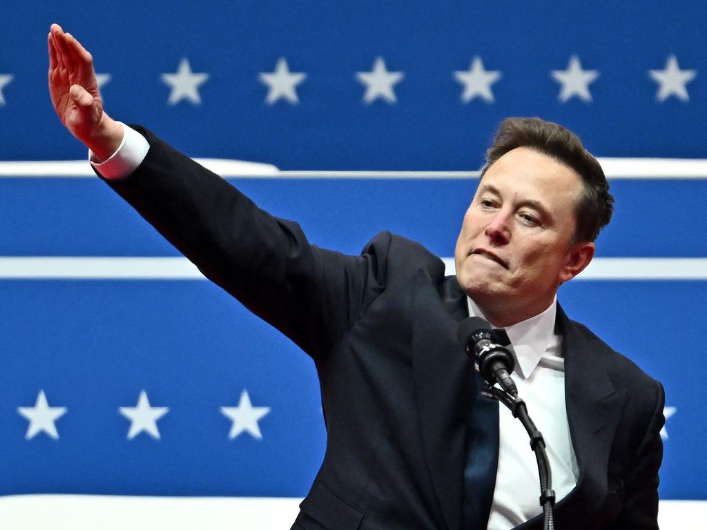 Mr Musk performed the questionable gesture twice. Picture: Angela Weiss/AFP