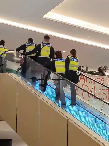 Police moved to remove pro-Palestinian activists at the Spence Street hotel in Melbourne.