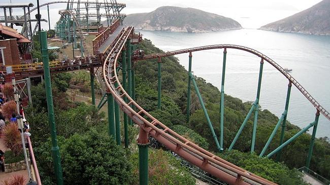 An ocean view at Ocean Park... not that you'd notice on this roller coaster. Picture: Flickr pnoeric