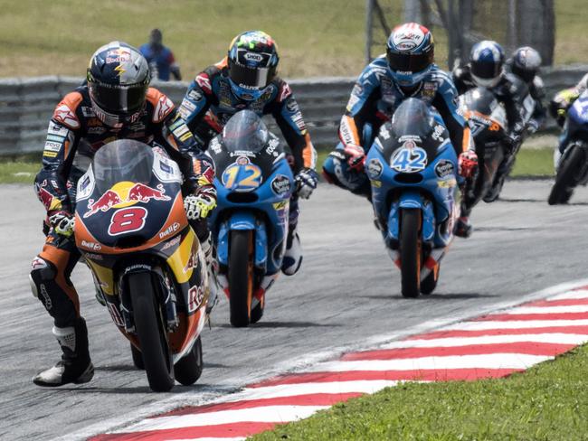 Miller leading Marquez and Alex Rins.