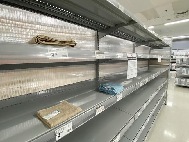 Empty shelves at K-Mart at Mount Ommaney.