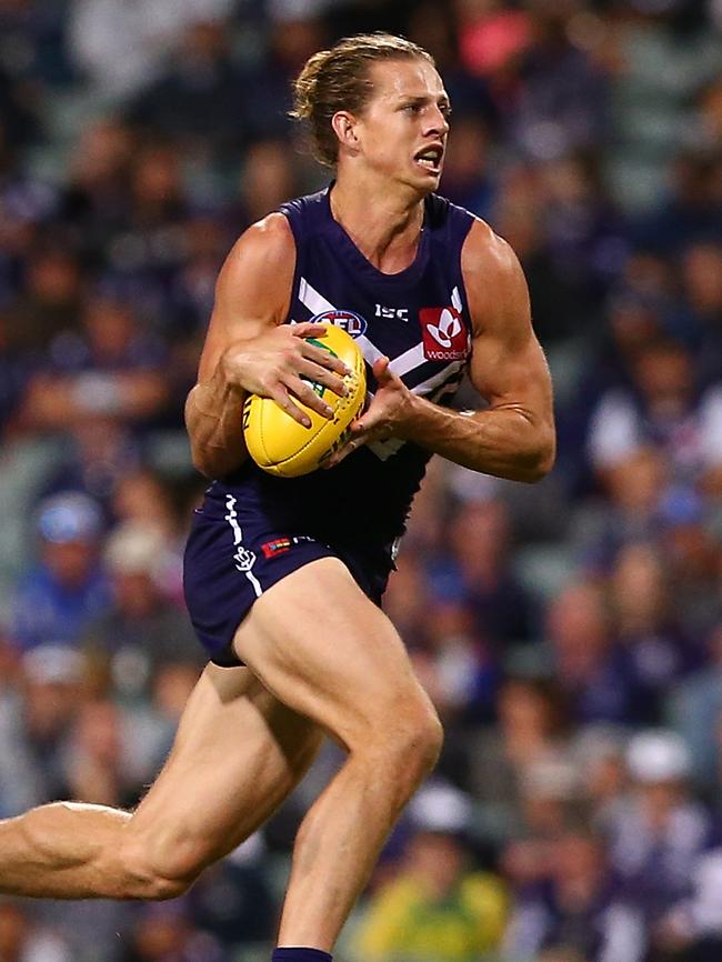 Nat Fyfe goes on the attack. Picture: Getty Images