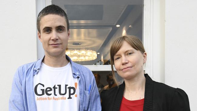 GetUp volunteers gather at Manly Pavilion, West Esplanade, Manlyto ramp up the campaign to oust Tony Abbott Campaign Directors Miriam Lyons and Django Merope-Synge.