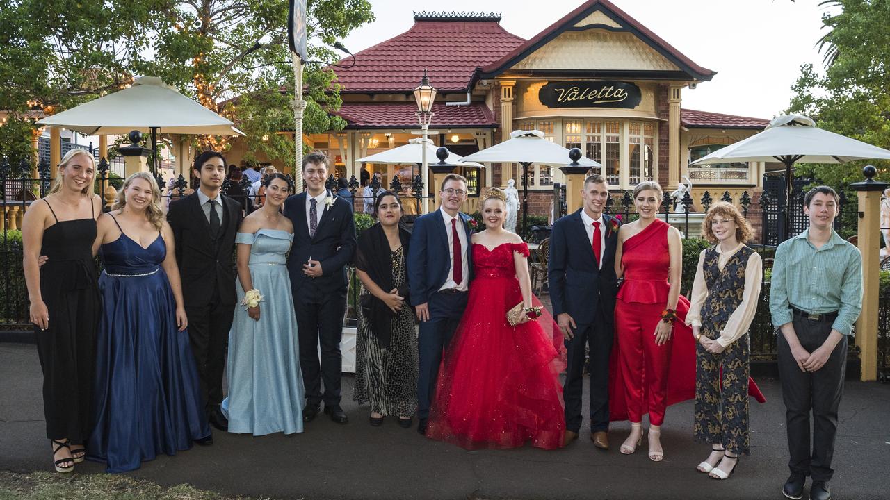 Mary MacKillop Catholic College inaugural formal graduates and partners (from left) Nicole van Rhijn, graduate Grace Kaiser, graduate Daniel Verches, Breanna Langley, graduate Connor McKerrow, graduate Nadia Eastaugh, Isaac Williams, graduate Caitlin Lang, Paul Thompson, graduate Holly Hutchison, Abigail Brooks and graduate Joshua Brooks at Cafe Valeta, Thursday, November 19, 2020. Picture: Kevin Farmer