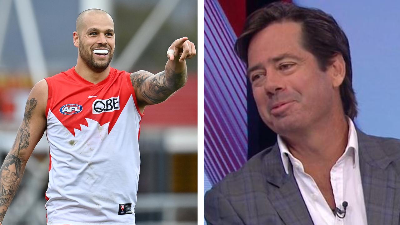 Lance Franklin and Gillon McLachlan.