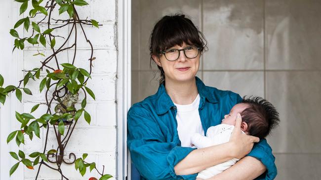 Author Nell Pierce, pictured with her month-old baby Mo is the winner of the Vogel literary prize. Picture: Aaron Francis