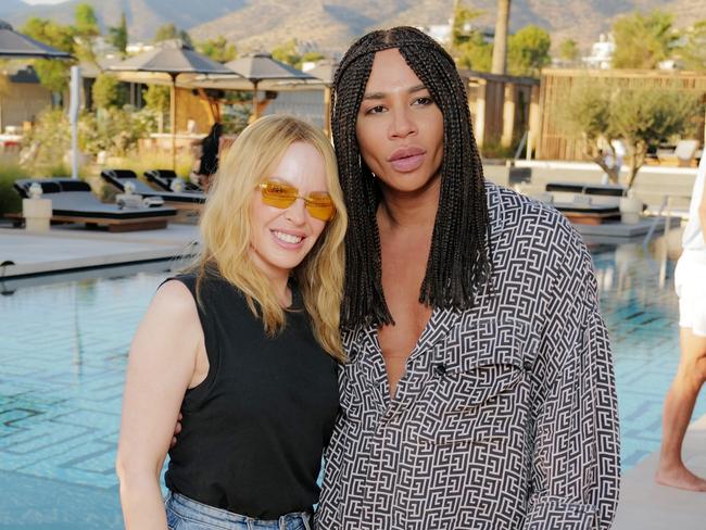 ATHENS, GREECE - JUNE 08: Kylie Minogue and Olivier Rousteing attend the Balmain Brunch & Pool Party hosted by Olivier Rousteing, Creative Director of Balmain, to unveil the special summer collaboration during the One&Only Aesthesis Grand Opening Party, on June 08, 2024 in Athens, Greece. (Photo by Darren Gerrish/Getty Images for One&Only)