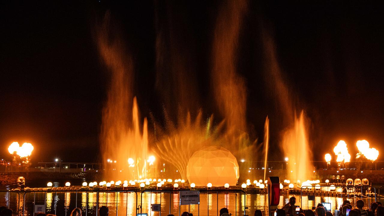 DARWIN, AUSTRALIA Sunday, 31 December, 2023:DARWIN NEW YEARS EVE 2023 Liquid Light, high-energy spectacle of light, water and sound at Darwin Waterfront. Picture: Pema Tamang Pakhrin