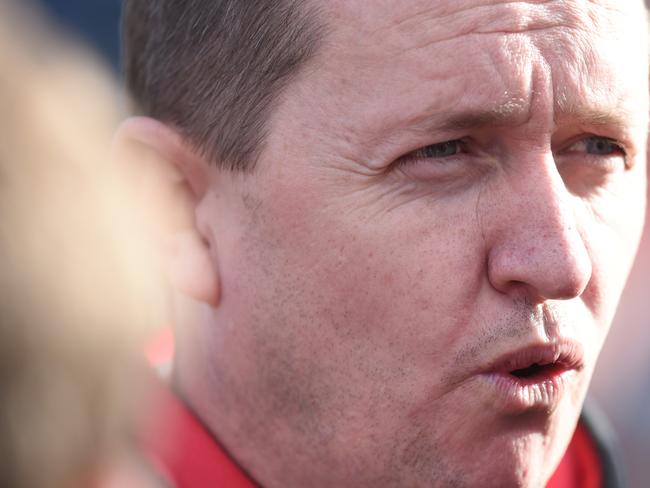 Bonbeach coach Steve Hughes works the huddle. Picture: Chris Eastman