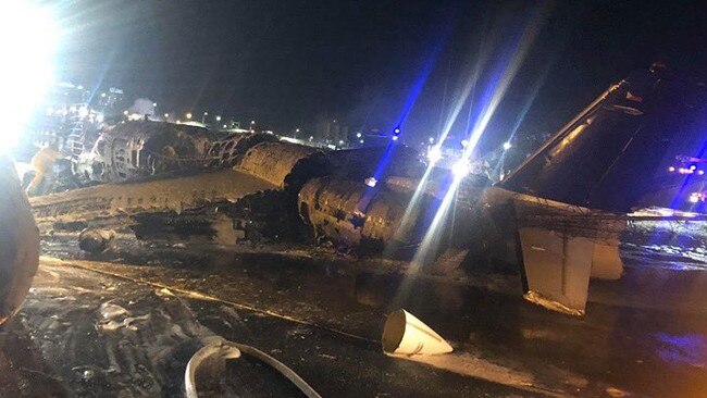 A picture of Lion Air’s chartered aircraft RPC 5880 after the crash. Picture: Twitter