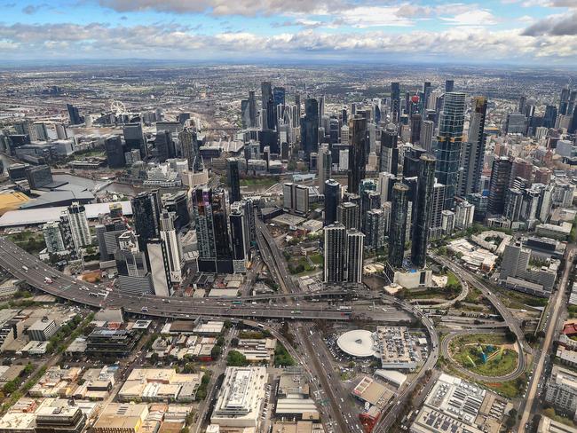 2022 October Aerial photos of Melbourne CBD area. MCG, Government House, Shrine of Remembrance, Southbank CBD.                      Picture: David Caird