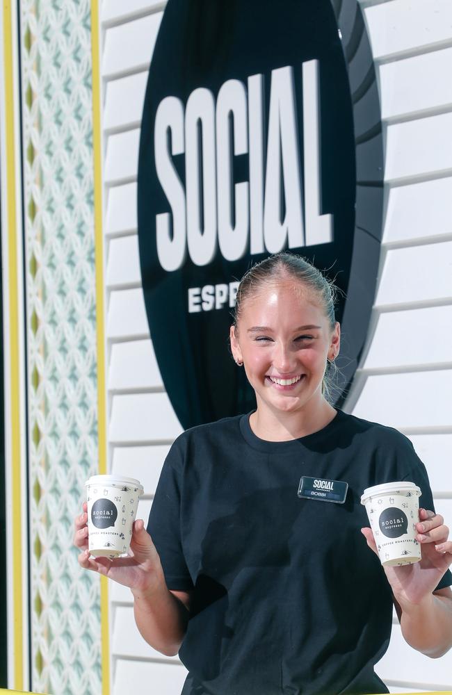 Bobbi Schultz as Gold Coast Airport has opens Social Espresso. Picture: Glenn Campbell