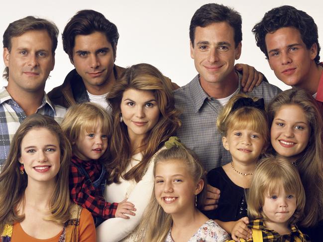 Full House stars Dave Coulier, Andrea Barber, John Stamos, Blake Tuomy-Wilhoit, Lori Loughlin, Jodie Sweetin, Bob Saget (second from top right), Ashley Olsen, Dylan Tuomy-Wilhoit, Candace Cameron, Scott Weinger. Picture: Getty Images