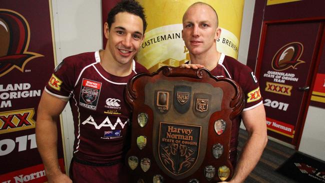 Billy Slater and Darren Lockyer were a potent duo for Queensland. Picture: Peter Wallis