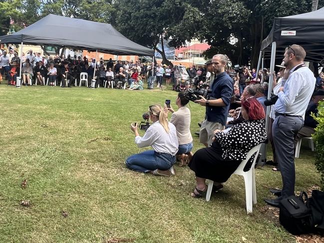 The crowd at the unveiling of the Butchulla Warriors Memorial.