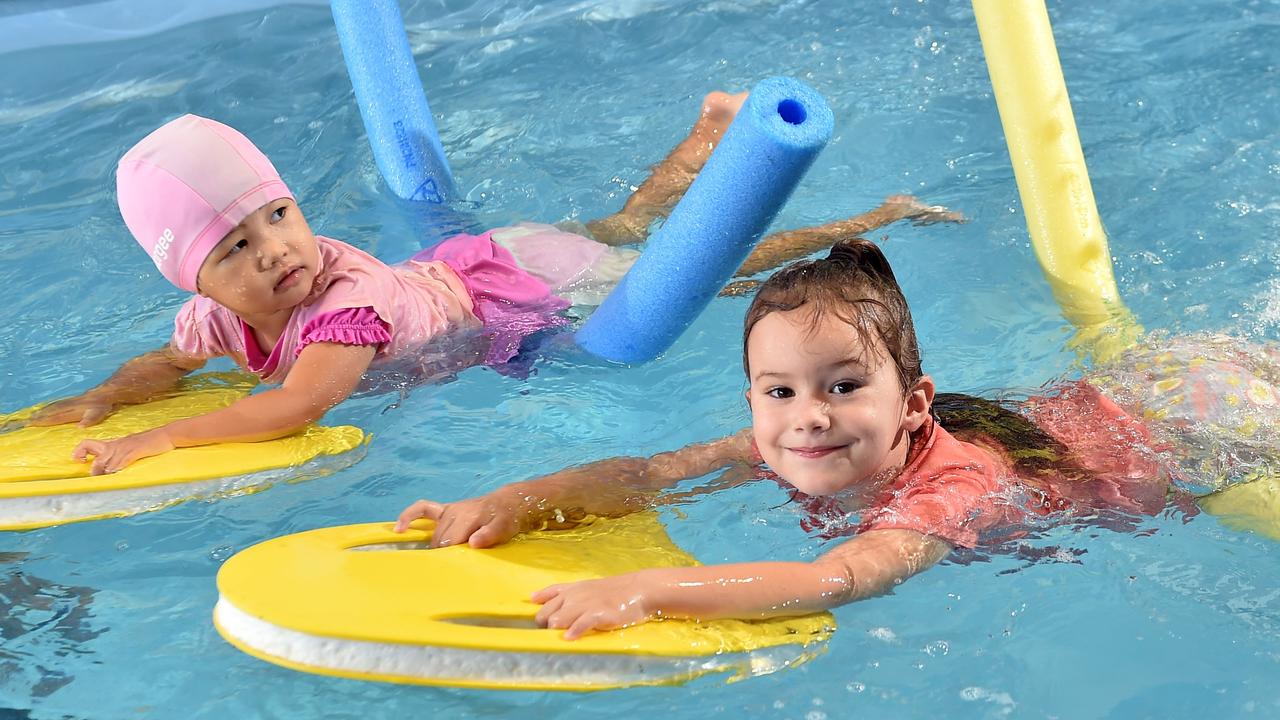 Children learn to swim on the Sunshine Coast.