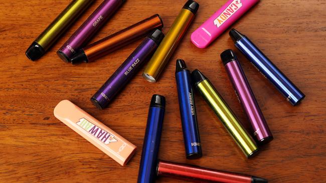 Vape pens are often colourful in nature. Picture: Tim Hunter.