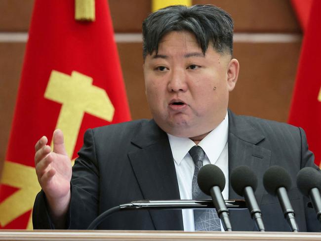 This picture taken during the period of December 23 to 27, 2024  and released from North Korea's official Korean Central News Agency (KCNA) on December 29, 2024 shows North Korean leader Kim Jong Un attending the enlarged meeting of Eleventh Plenary Meeting of Eighth Central Committee in Pyongyang. (Photo by KCNA VIA KNS / AFP) / South Korea OUT / ---EDITORS NOTE--- RESTRICTED TO EDITORIAL USE - MANDATORY CREDIT 